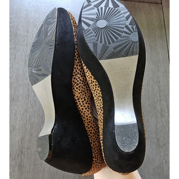Sacha London Sz 6 Leopard Print Platform Shoes Calf Hair Wedge Heel Classic - Picture 5 of 7
